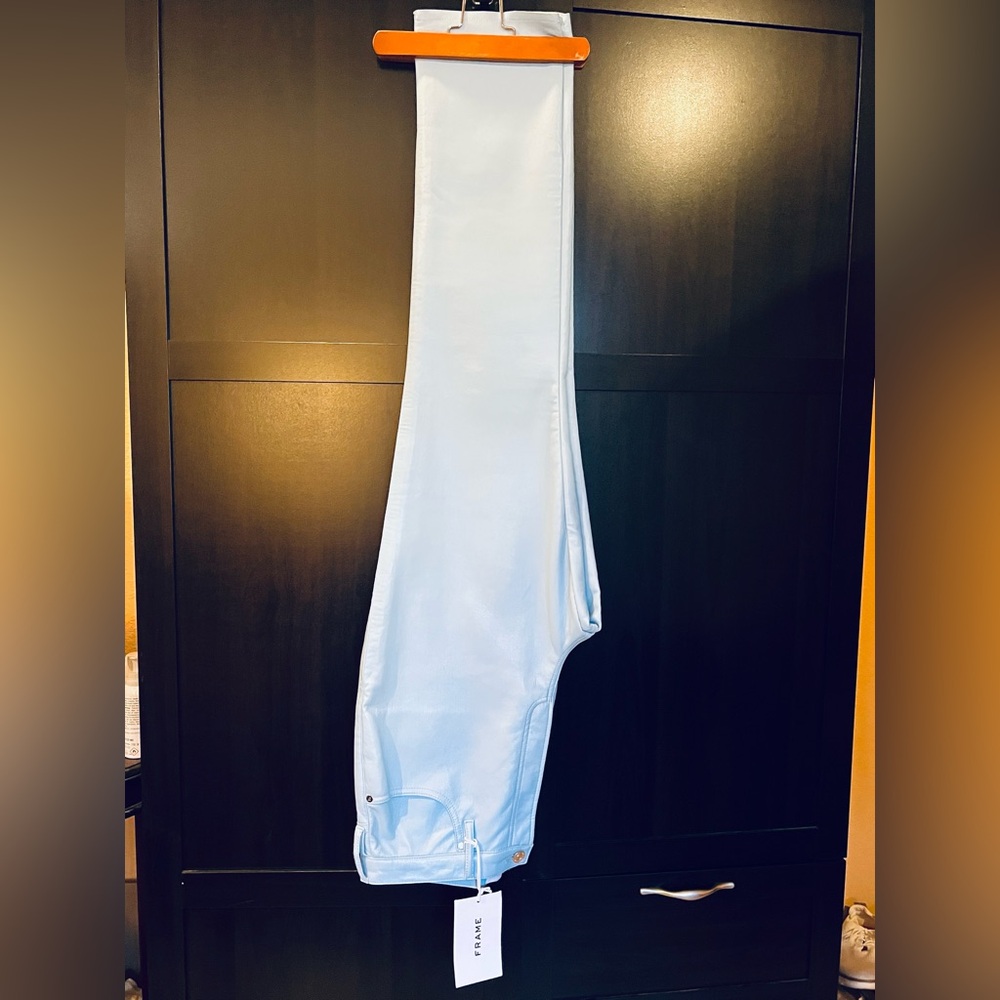 FRAME faux leather Le High N Tight straight-leg pants. Baby blue. Sz 31. NWT - Picture 6 of 15